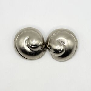 Patricia Von Musulin STERLING  Swirl Conch Shell Modernist Clip Earrings Signed